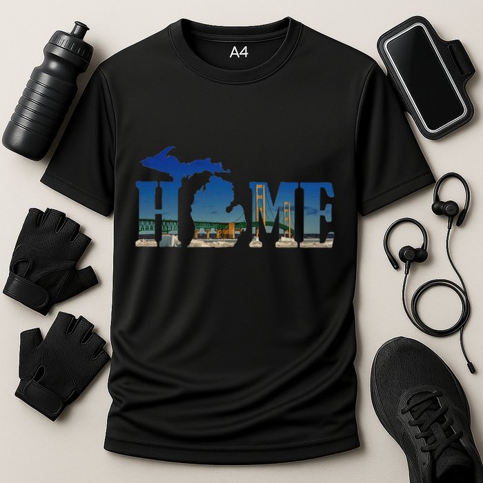 Michigan Home With The Mackinac Bridge Cooling Performance Crew T-Shirt
