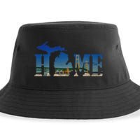 Michigan Home With The Mackinac Bridge Sustainable Bucket Hat