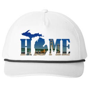 Michigan Home With The Mackinac Bridge Snapback Five-Panel Rope Hat