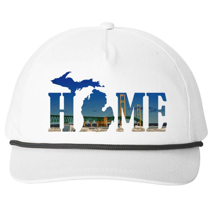 Michigan Home With The Mackinac Bridge Snapback Five-Panel Rope Hat