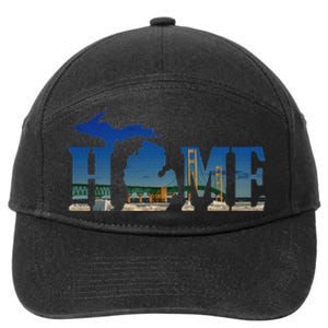 Michigan Home With The Mackinac Bridge 7-Panel Snapback Hat