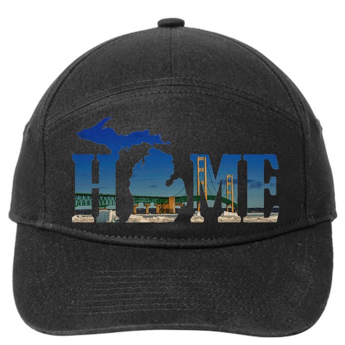 Michigan Home With The Mackinac Bridge 7-Panel Snapback Hat