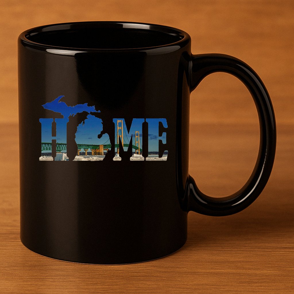 Michigan Home With The Mackinac Bridge 11oz C Handle Ceramic Mug