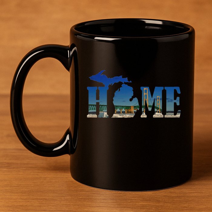 Michigan Home With The Mackinac Bridge 11oz C Handle Ceramic Mug