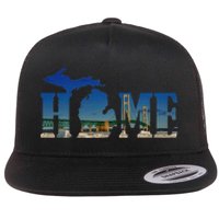 Michigan Home With The Mackinac Bridge Flat Bill Trucker Hat