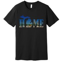 Michigan Home With The Mackinac Bridge Premium T-Shirt