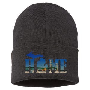 Michigan Home With The Mackinac Bridge Sustainable Knit Beanie