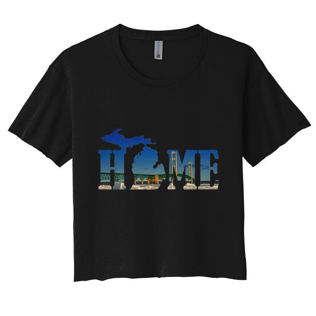 Michigan Home With The Mackinac Bridge Crop Top
