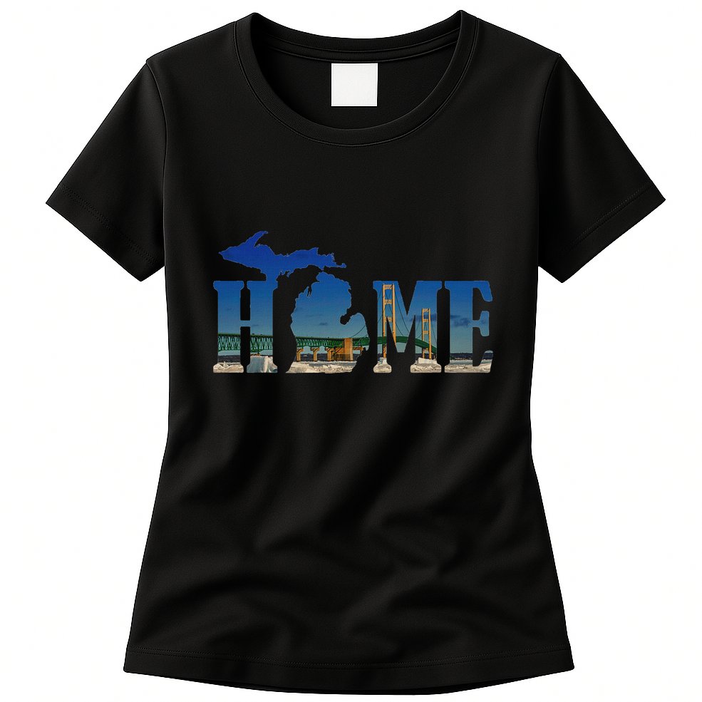 Michigan Home With The Mackinac Bridge Womens T-Shirt