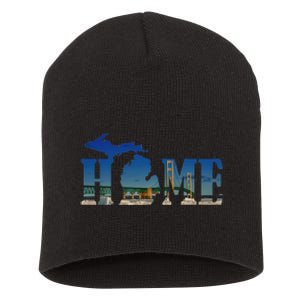 Michigan Home With The Mackinac Bridge Short Acrylic Beanie