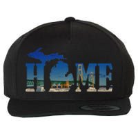 Michigan Home With The Mackinac Bridge Wool Snapback Cap