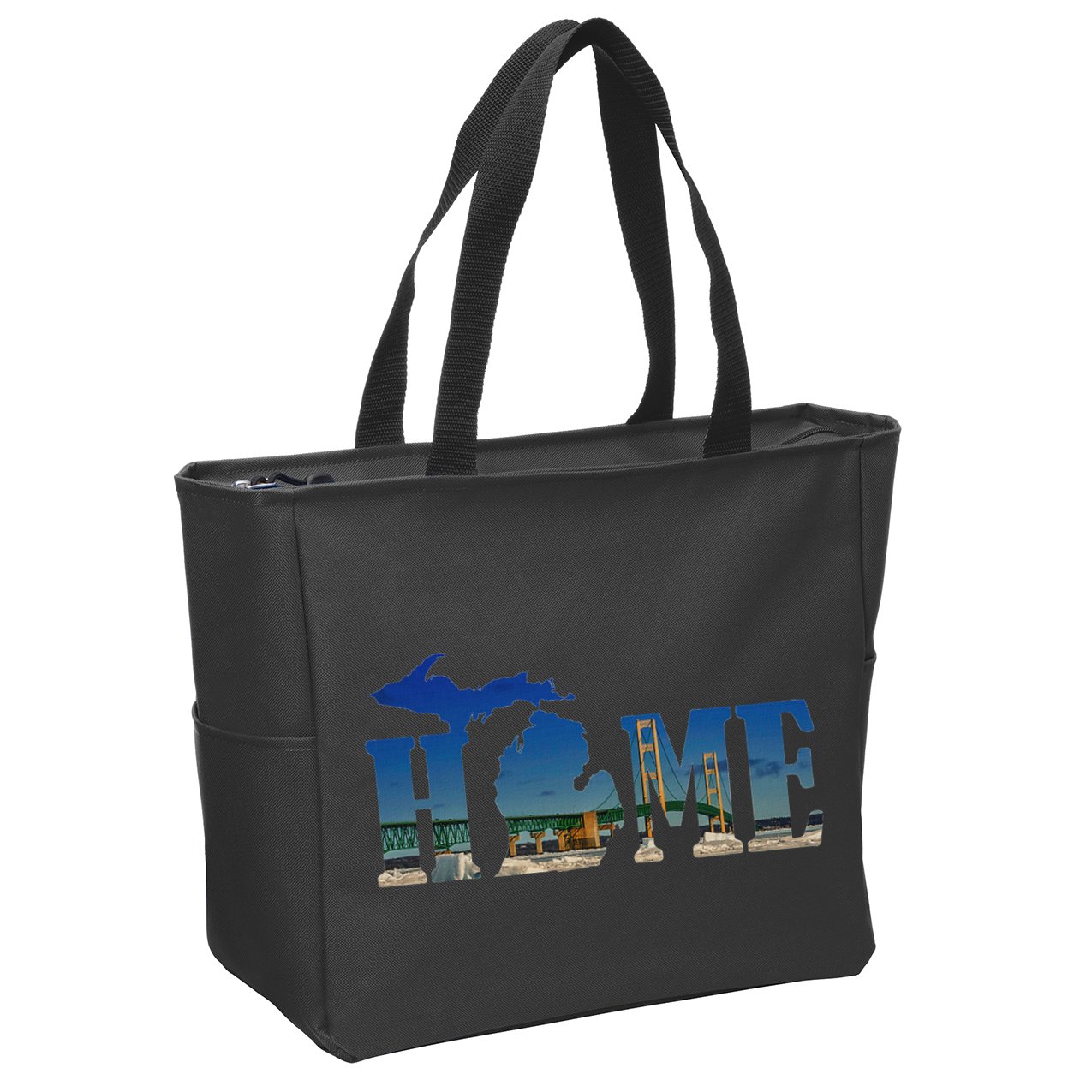 Michigan Home With The Mackinac Bridge Zip Tote Bag