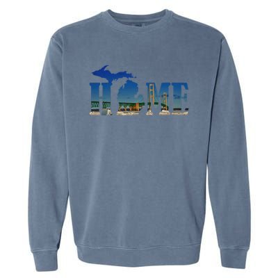 Michigan Home With The Mackinac Bridge Garment-Dyed Sweatshirt