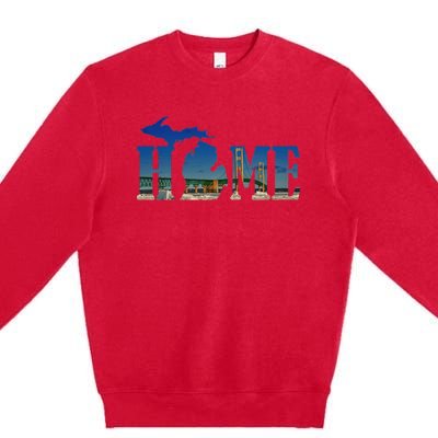 Michigan Home With The Mackinac Bridge Premium Crewneck Sweatshirt