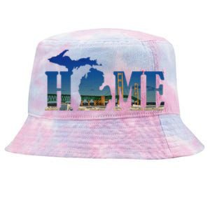 Michigan Home With The Mackinac Bridge Tie-Dyed Bucket Hat