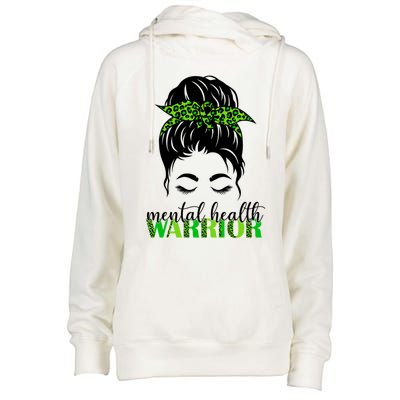 Mental Health Warrior Messy Bun Tal Health Matters Cute Gift Womens Funnel Neck Pullover Hood