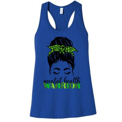 Mental Health Warrior Messy Bun Tal Health Matters Cute Gift Women's Racerback Tank