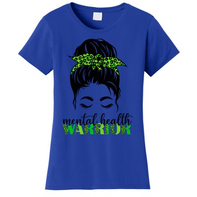 Mental Health Warrior Messy Bun Tal Health Matters Cute Gift Women's T-Shirt