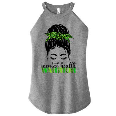 Mental Health Warrior Messy Bun Tal Health Matters Cute Gift Women’s Perfect Tri Rocker Tank