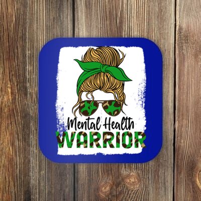 Mental Health Warrior Messy Bun Tal Health Matters Meaningful Gift Coaster