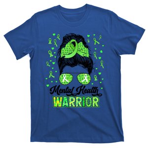 Mental Health Warrior Messy Bun Tal Health Matters Gift T-Shirt