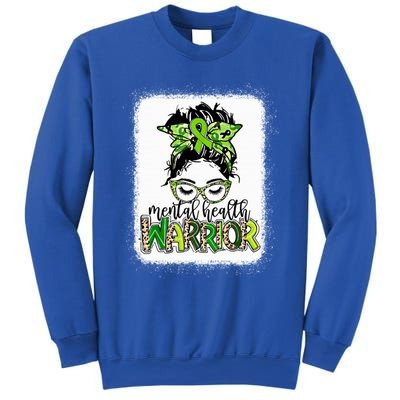 Mental Health Warrior Messy Bun Tal Health Matters Gift Sweatshirt