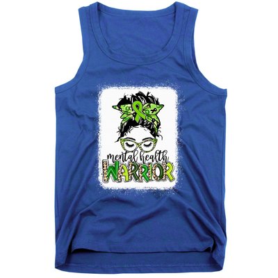 Mental Health Warrior Messy Bun Tal Health Matters Gift Tank Top