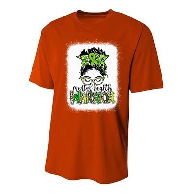 Mental Health Warrior Messy Bun Tal Health Matters Gift Performance Sprint T-Shirt