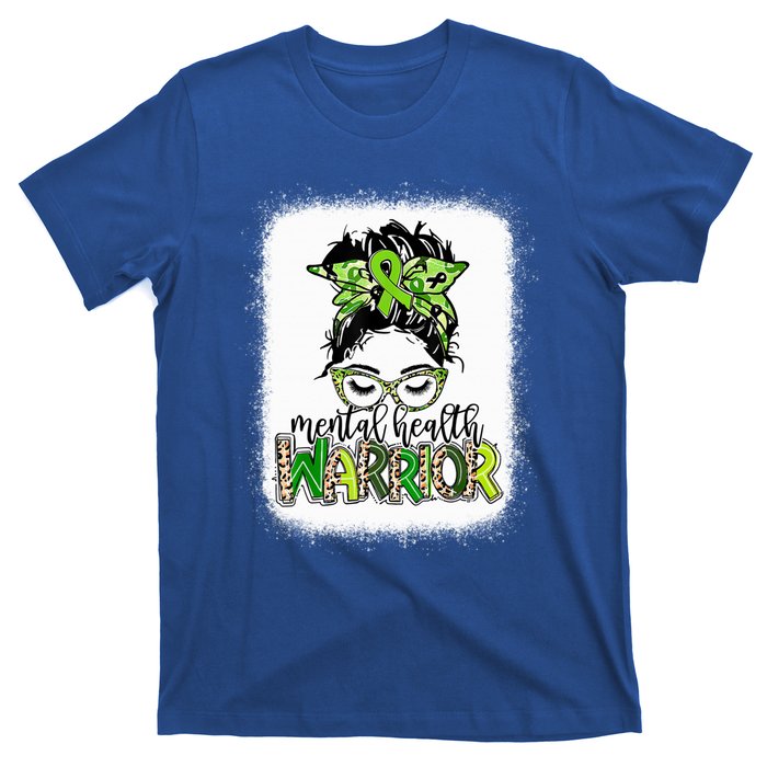 Mental Health Warrior Messy Bun Tal Health Matters Gift T-Shirt