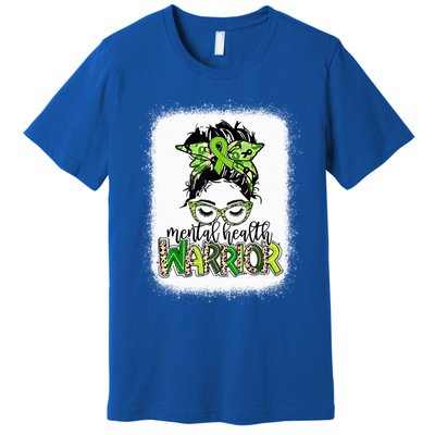 Mental Health Warrior Messy Bun Tal Health Matters Gift Premium T-Shirt