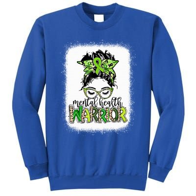 Mental Health Warrior Messy Bun Tal Health Matters Gift Tall Sweatshirt