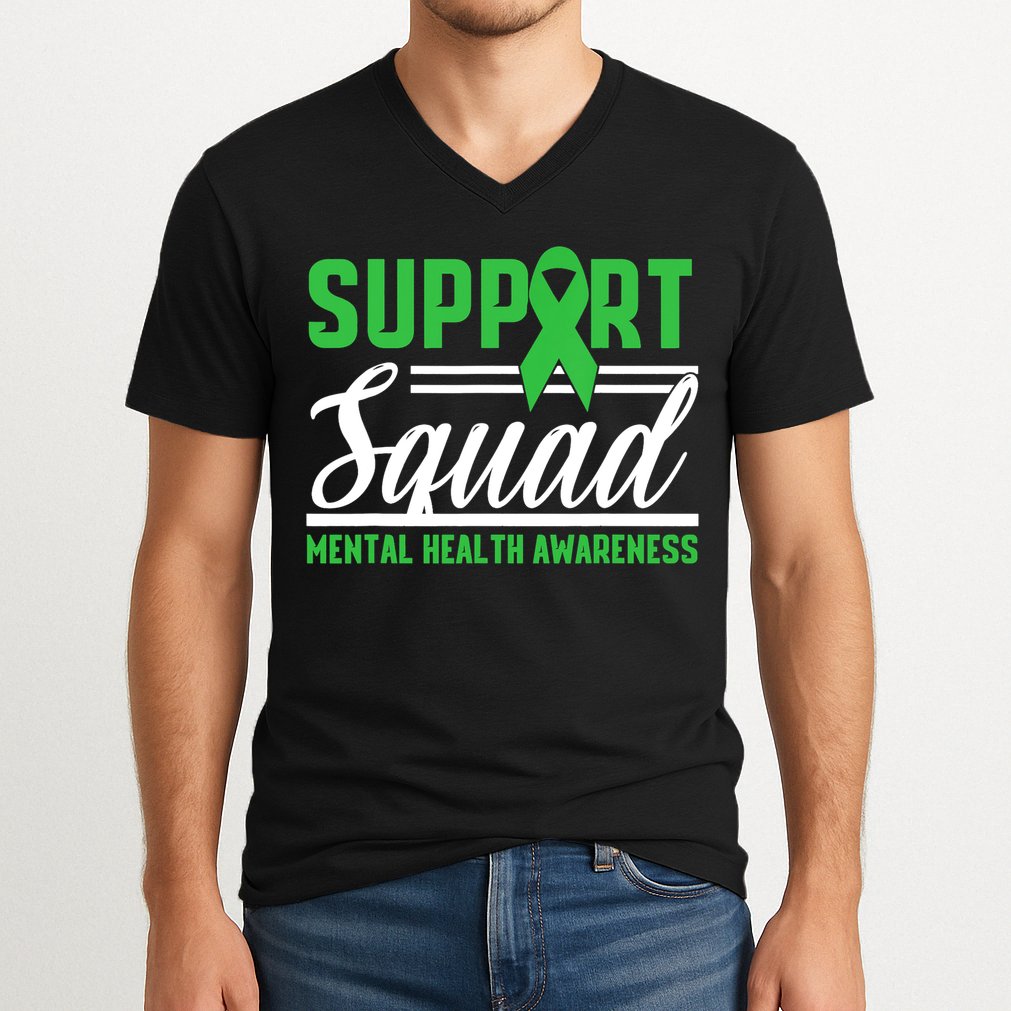 Mental Health Warrior Support Squad Mental Health Awareness V-Neck T-Shirt