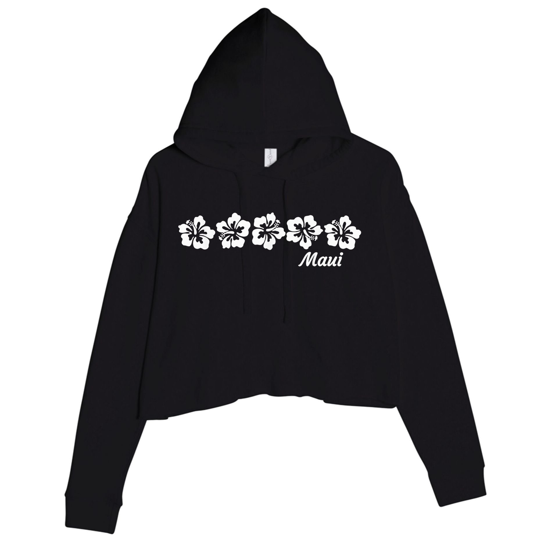 MAUI  Hawaii with Hawaiian Hibiscus flowers Crop Fleece Hoodie