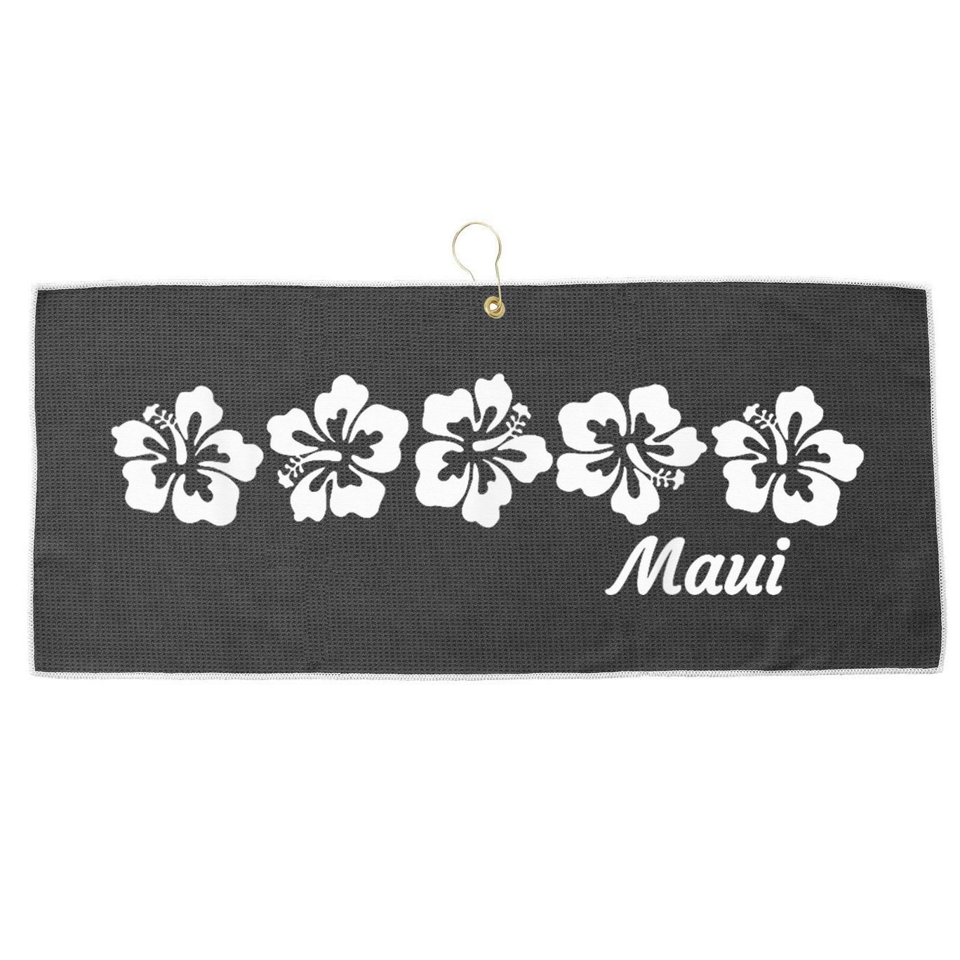 MAUI  Hawaii with Hawaiian Hibiscus flowers Large Microfiber Waffle Golf Towel