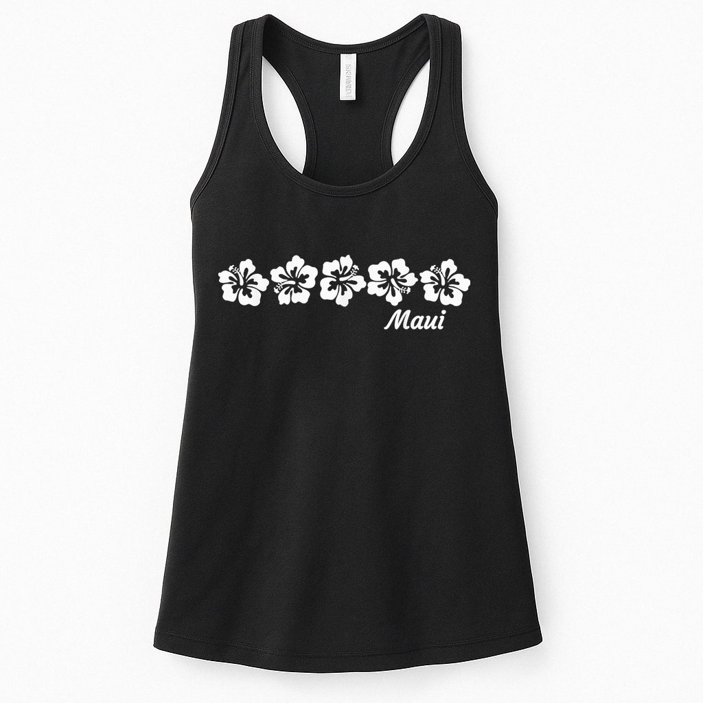 MAUI  Hawaii with Hawaiian Hibiscus flowers Womens Tank Top