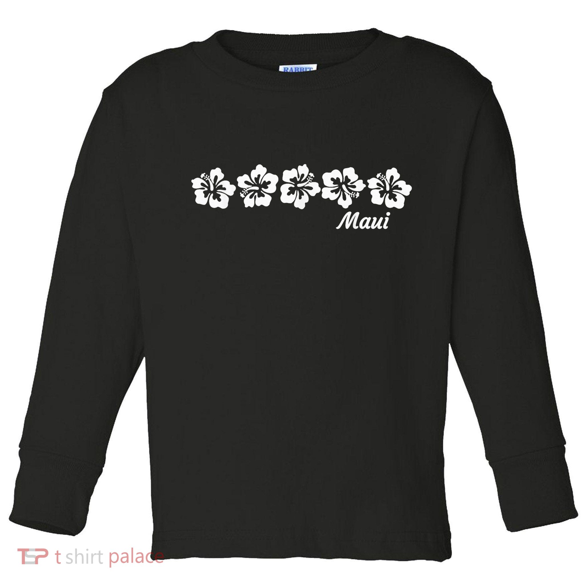 MAUI  Hawaii with Hawaiian Hibiscus flowers Toddler Long Sleeve Shirt