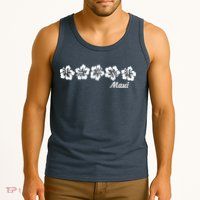 MAUI  Hawaii with Hawaiian Hibiscus flowers Tank Top
