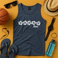MAUI  Hawaii with Hawaiian Hibiscus flowers Tank Top