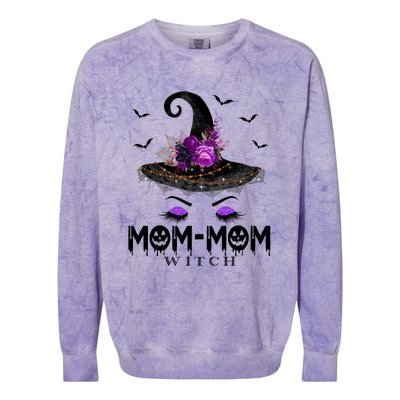 MomMom Hat Witch Halloween Costume Gift Colorblast Crewneck Sweatshirt