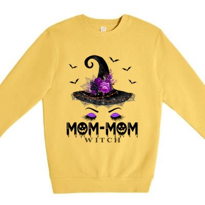 MomMom Hat Witch Halloween Costume Gift Premium Crewneck Sweatshirt