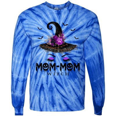 MomMom Hat Witch Halloween Costume Gift Tie-Dye Long Sleeve Shirt