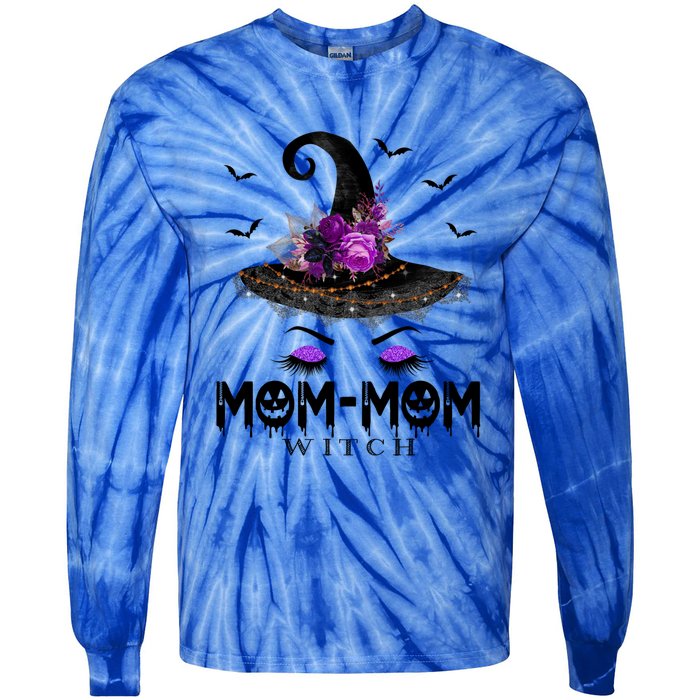 MomMom Hat Witch Halloween Costume Gift Tie-Dye Long Sleeve Shirt