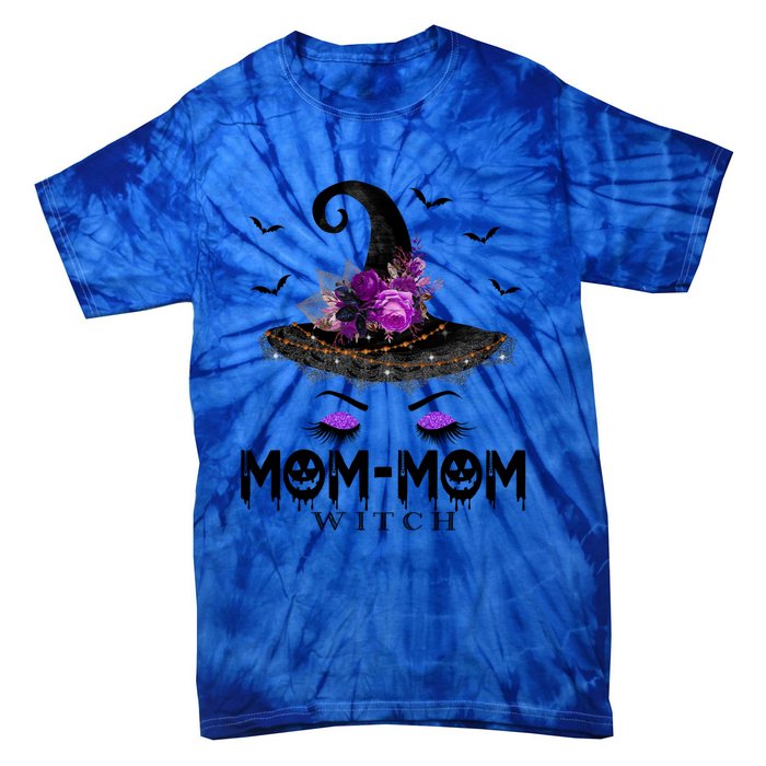 MomMom Hat Witch Halloween Costume Gift Tie-Dye T-Shirt