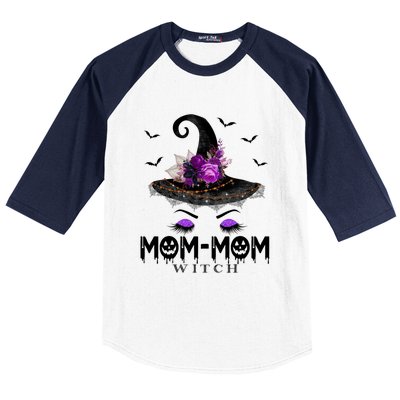 MomMom Hat Witch Halloween Costume Gift Baseball Sleeve Shirt