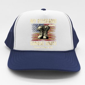 My Husband Wears Combat Boots Proud Army Wife Veteran Day Funny Gift Trucker Hat