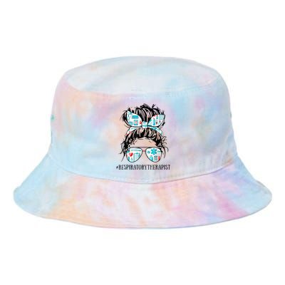 Messy Hair Woman Bun Respiratory Therapist Nurse Life Tie Dye Newport Bucket Hat