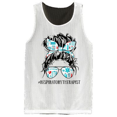 Messy Hair Woman Bun Respiratory Therapist Nurse Life Mesh Reversible Basketball Jersey Tank