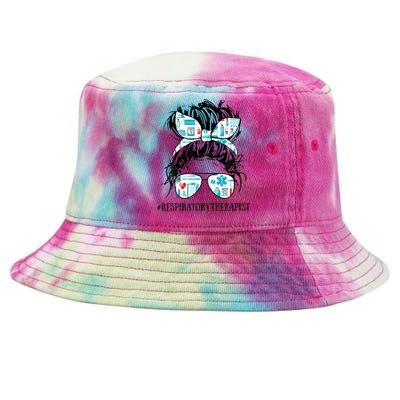 Messy Hair Woman Bun Respiratory Therapist Tie-Dyed Bucket Hat