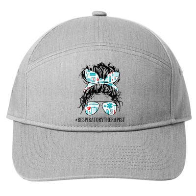 Messy Hair Woman Bun Respiratory Therapist 7-Panel Snapback Hat