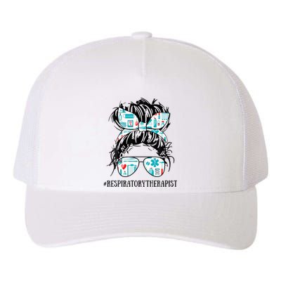 Messy Hair Woman Bun Respiratory Therapist Yupoong Adult 5-Panel Trucker Hat